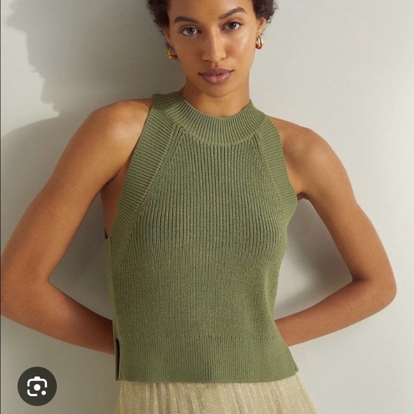 Wilfred Aritzia knit cropped halter, size S in sage frost green - Picture 1 of 4